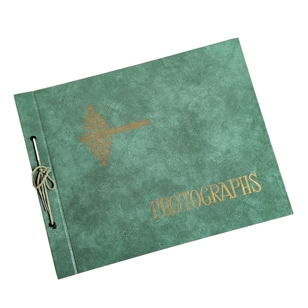 VTG 1940s Springfield Photo Mount Co. Green Gold Scrapbook Unused 11x14"‎ Album